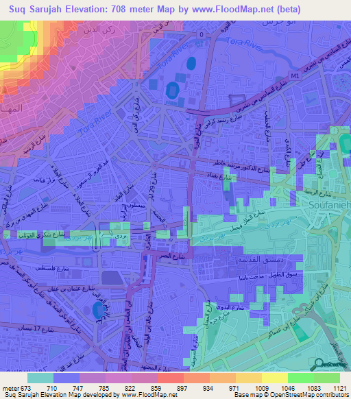 Suq Sarujah,Syria Elevation Map