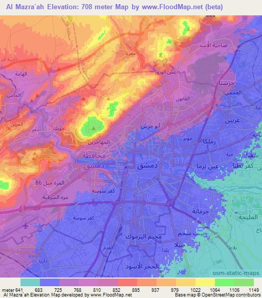Al Mazra`ah,Syria Elevation Map