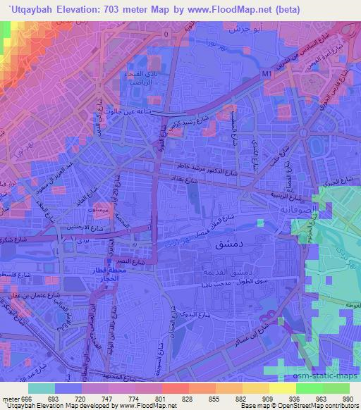 `Utqaybah,Syria Elevation Map