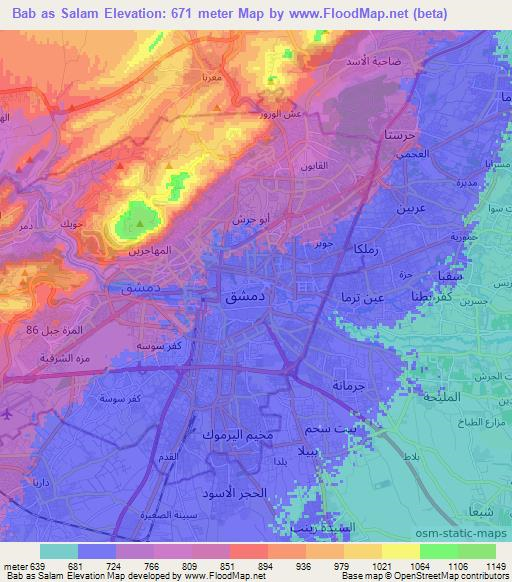 Bab as Salam,Syria Elevation Map