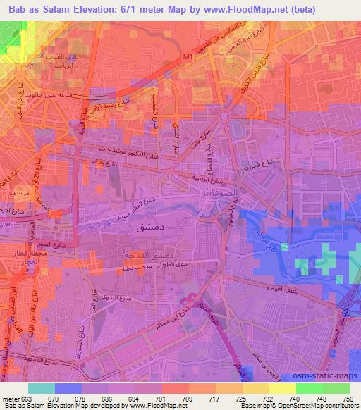Bab as Salam,Syria Elevation Map