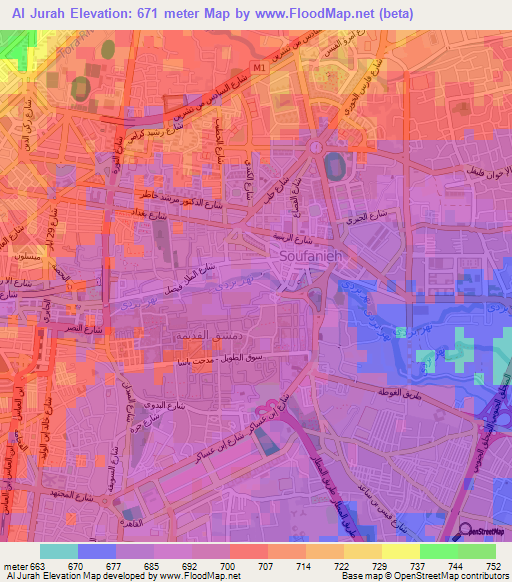 Al Jurah,Syria Elevation Map