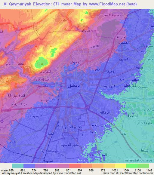 Al Qaymariyah,Syria Elevation Map