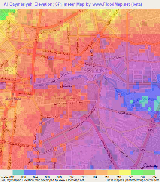 Al Qaymariyah,Syria Elevation Map