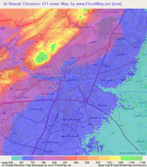 Al Kharab,Syria Elevation Map