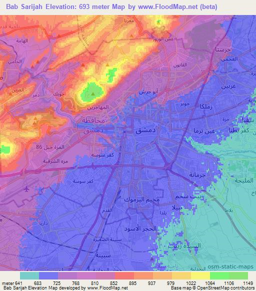 Bab Sarijah,Syria Elevation Map