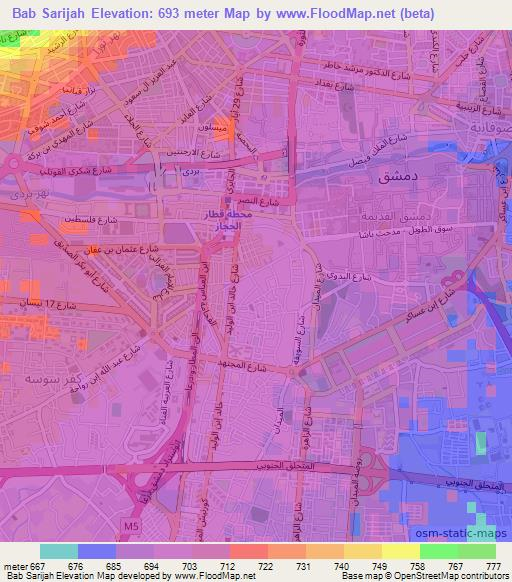 Bab Sarijah,Syria Elevation Map