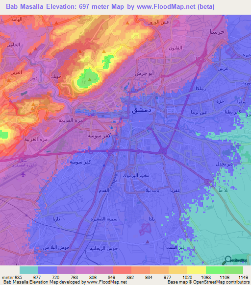 Bab Masalla,Syria Elevation Map