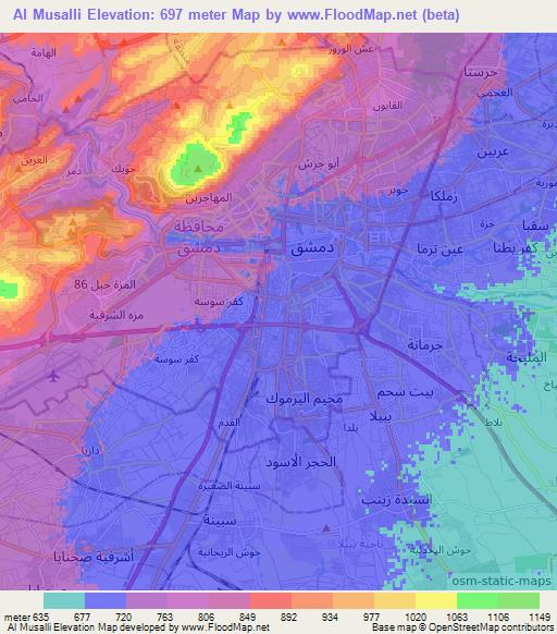 Al Musalli,Syria Elevation Map