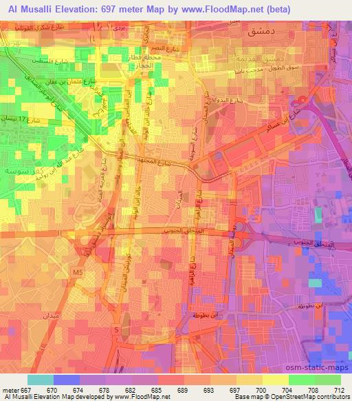 Al Musalli,Syria Elevation Map