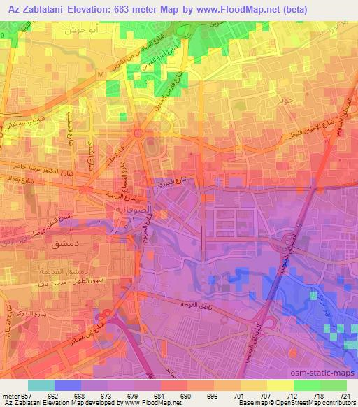 Az Zablatani,Syria Elevation Map