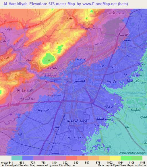 Al Hamidiyah,Syria Elevation Map