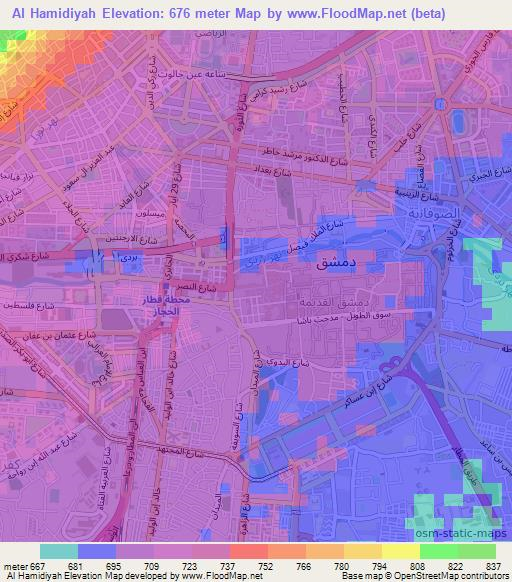 Al Hamidiyah,Syria Elevation Map