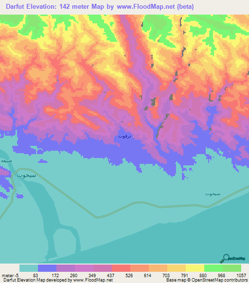 Darfut,Yemen Elevation Map