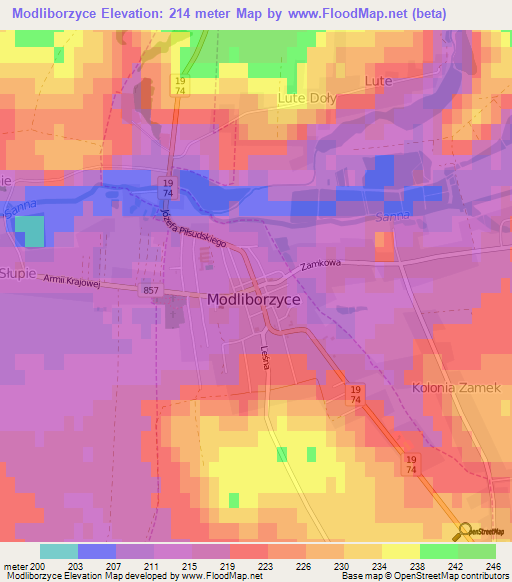 Modliborzyce,Poland Elevation Map