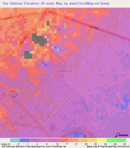 Dar Dahmas,Yemen Elevation Map