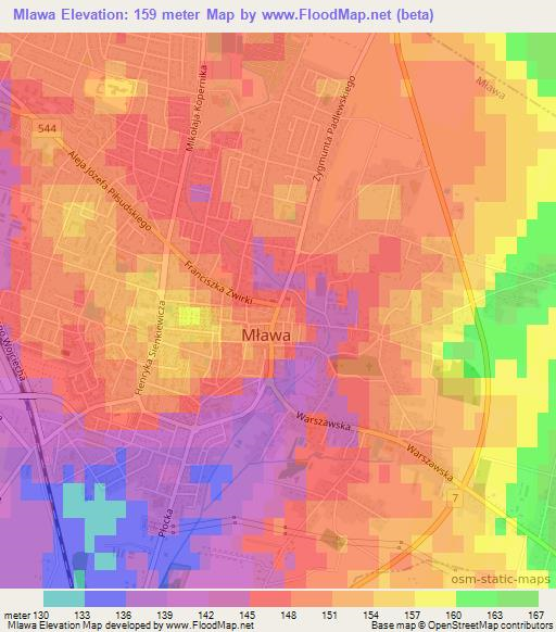 Mlawa,Poland Elevation Map