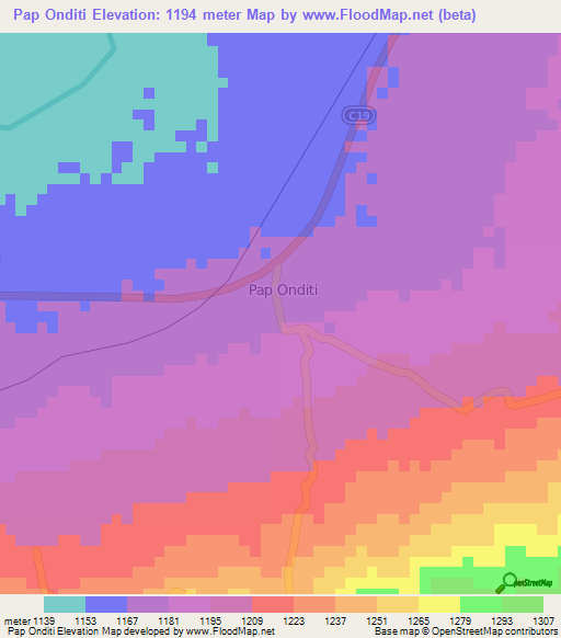 Pap Onditi,Kenya Elevation Map