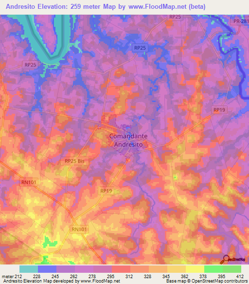 Andresito,Argentina Elevation Map