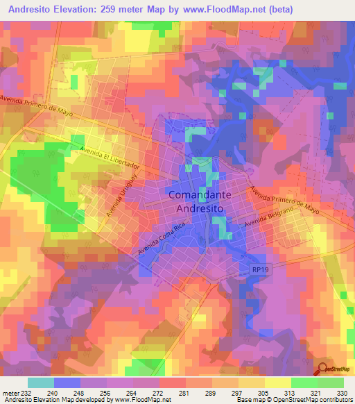 Andresito,Argentina Elevation Map