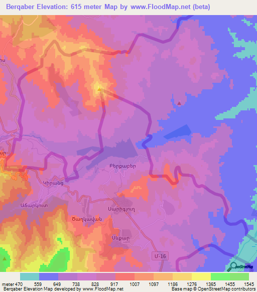 Berqaber,Armenia Elevation Map