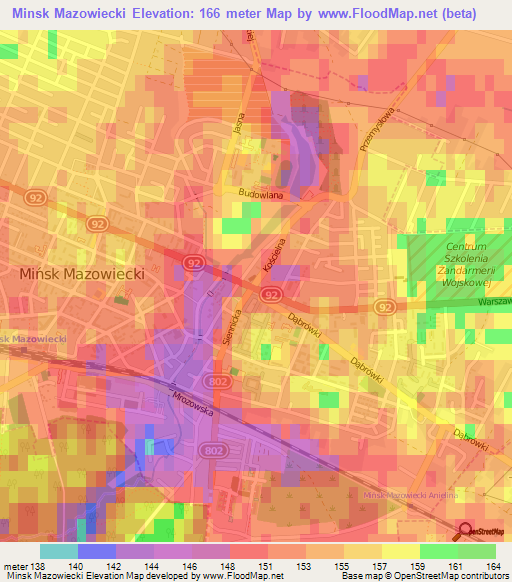 Minsk Mazowiecki,Poland Elevation Map