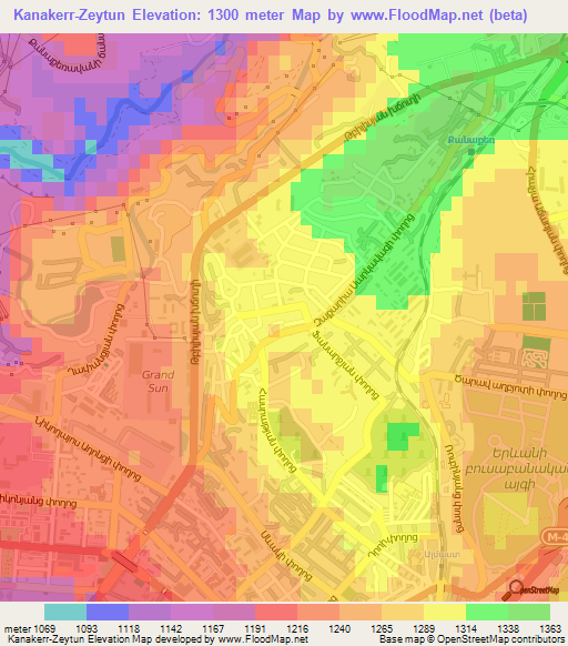 Kanakerr-Zeytun,Armenia Elevation Map