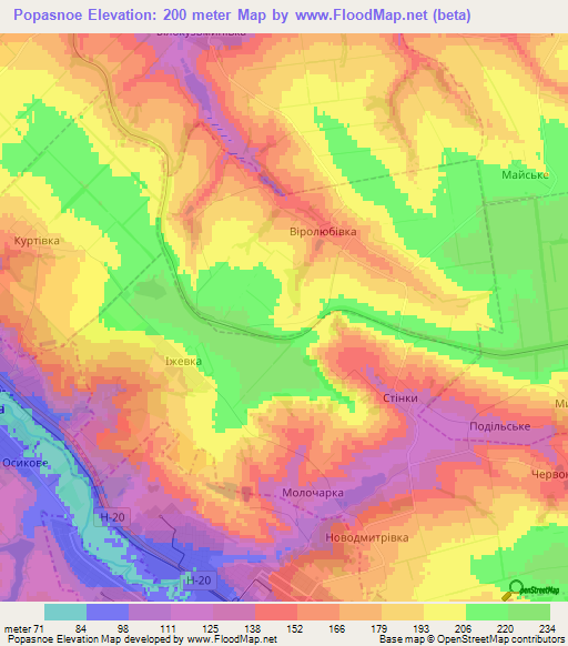 Popasnoe,Ukraine Elevation Map