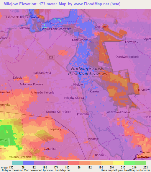 Milejow,Poland Elevation Map