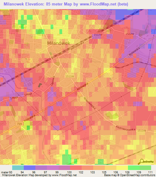 Milanowek,Poland Elevation Map