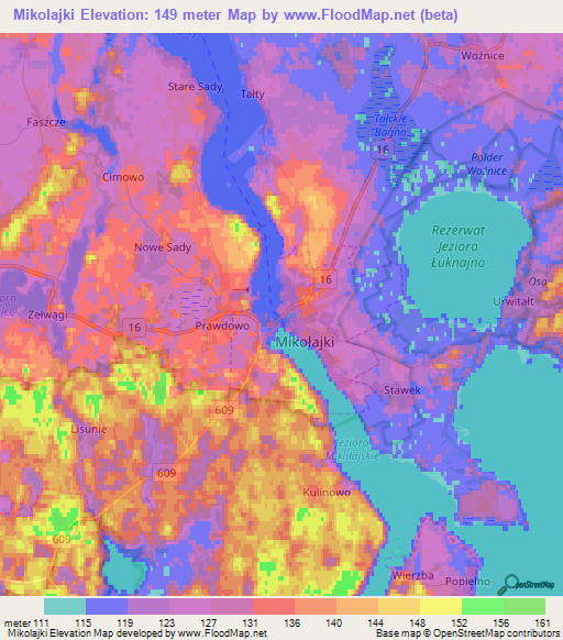 Mikolajki,Poland Elevation Map