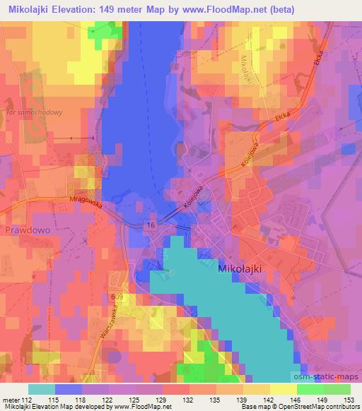 Mikolajki,Poland Elevation Map