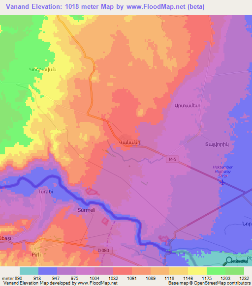 Vanand,Armenia Elevation Map