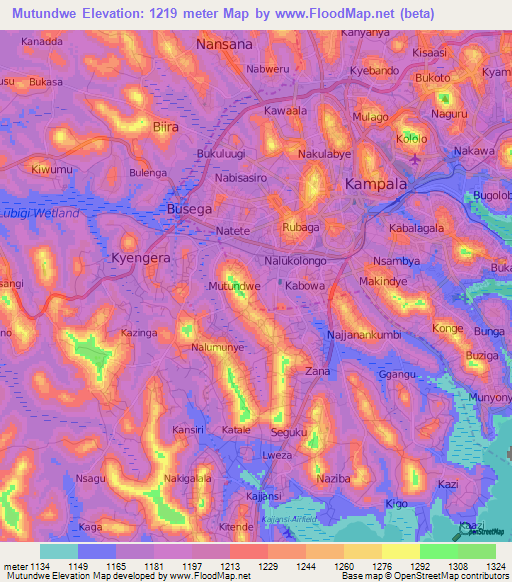 Elevation of Mutundwe,Uganda Elevation Map, Topography, Contour