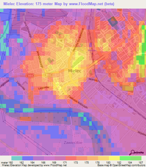 Mielec,Poland Elevation Map