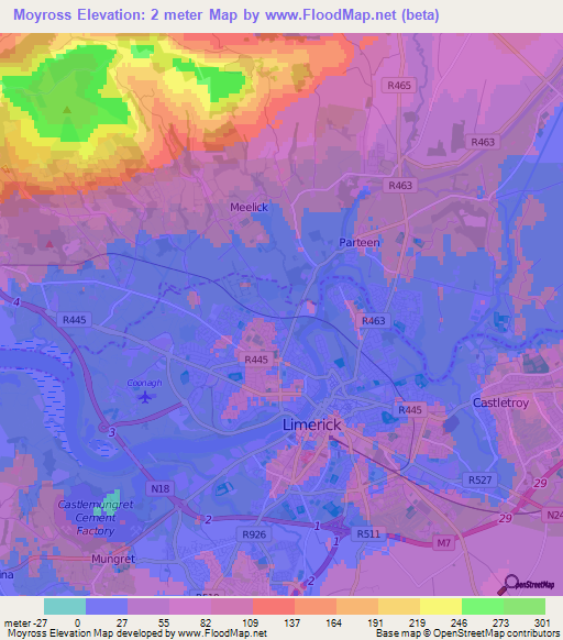 Moyross,Ireland Elevation Map