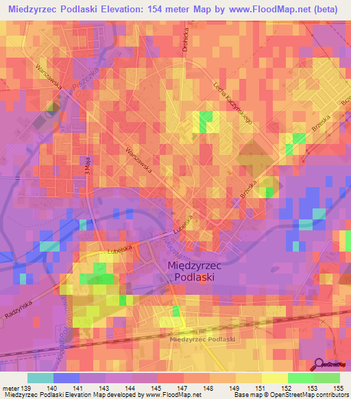 Miedzyrzec Podlaski,Poland Elevation Map