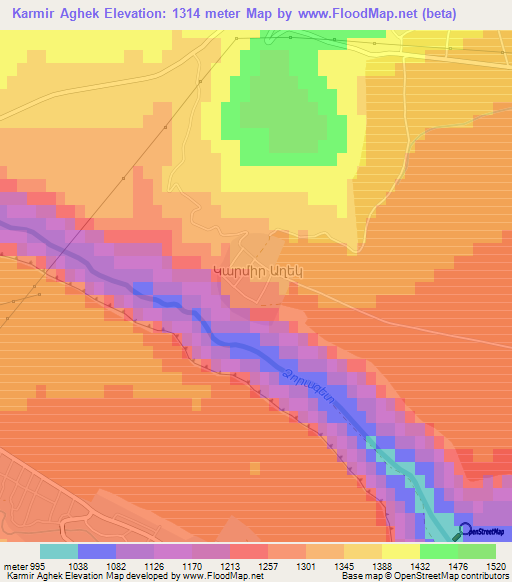 Karmir Aghek,Armenia Elevation Map
