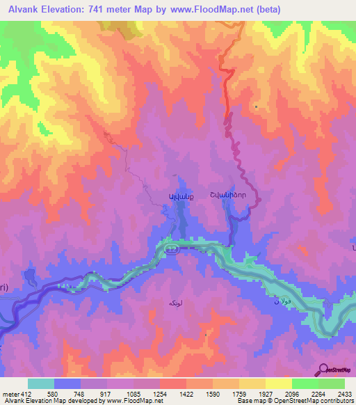 Alvank,Armenia Elevation Map
