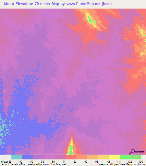 Aftout,Mauritania Elevation Map