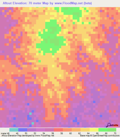 Aftout,Mauritania Elevation Map
