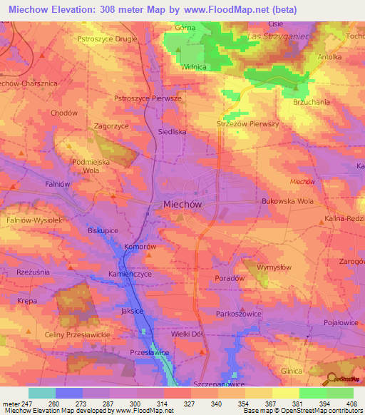 Miechow,Poland Elevation Map