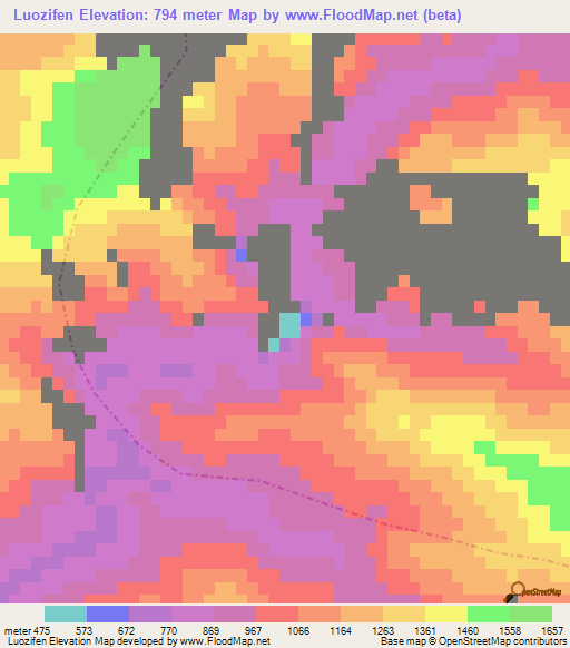 Luozifen,China Elevation Map