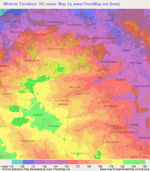 Michow,Poland Elevation Map