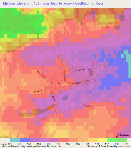 Michow,Poland Elevation Map