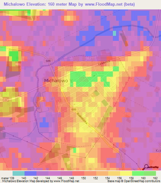 Michalowo,Poland Elevation Map