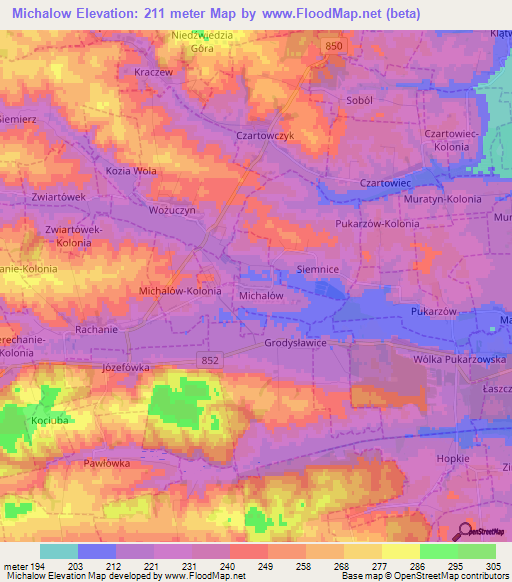 Michalow,Poland Elevation Map