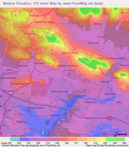 Maslow,Poland Elevation Map