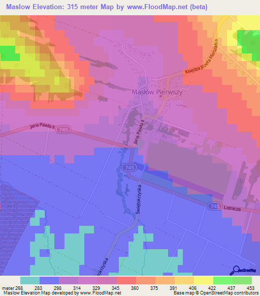 Maslow,Poland Elevation Map