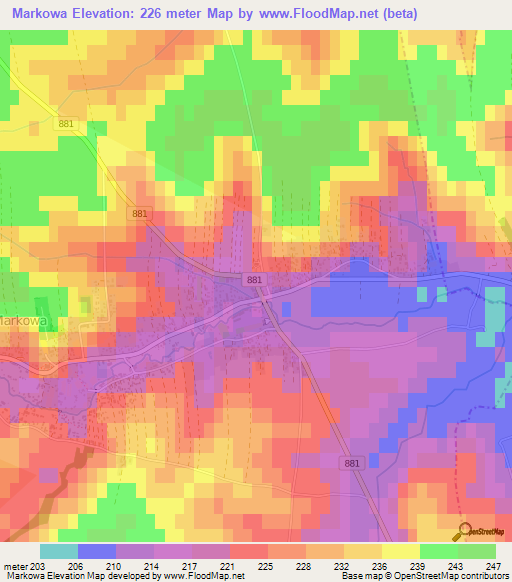 Markowa,Poland Elevation Map